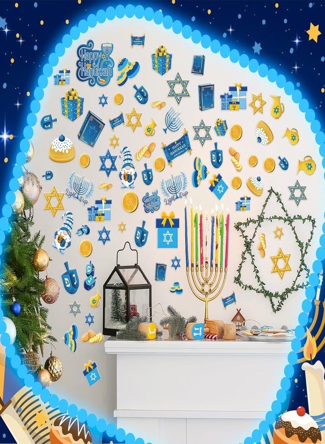 Tellingyou 78 Pcs Hanukkah Window Gel Clings Chanukah Thick Gel Clings Hanukkah Menorah Dreidel Window Decals Stickers Removable Reusable Menorah Window Clings for Adult Home Party Supplies Decor - Image 4
